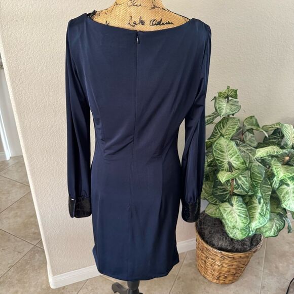Miss Sixty M60 Navy Blue Ruched Sequin Dress - Size 10 - Picture 6 of 7